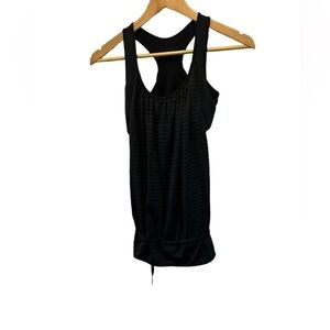 Black Built in Sports Bra Loose Fit Deep Side Racer Back Workout Tank Top XS